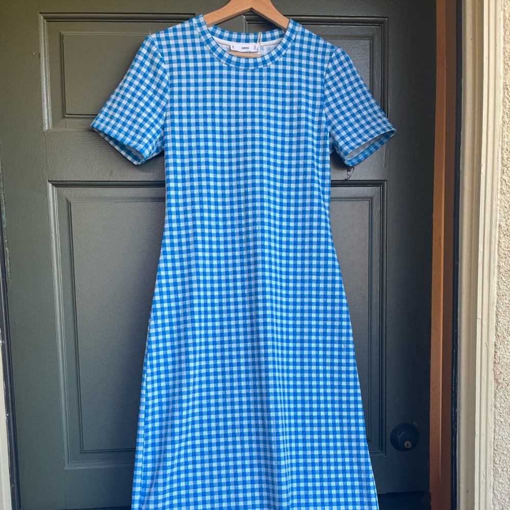 Light Blue gingham midi dress